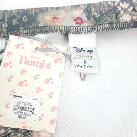 Disney Womens Green Bambi Forest Print Elastic Waist Pull On Flare Skirt Size S - Picture 5 of 10